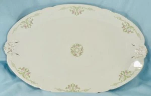 Weimar Germany Platter Porcelain Pink Flowers Green Leaves Ribbons Dainty VTG - Picture 1 of 9