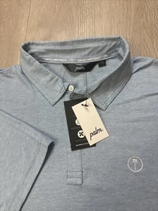 Palm Golf Co Men's Coasty Polo Shirt Size 2XL Heather Light Blue Performance New - Picture 1 of 10