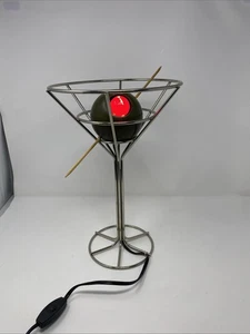 Vintage 1993 David Krys Funky Pop Art Large Chrome Martini with Olive Lamp  - Picture 1 of 15