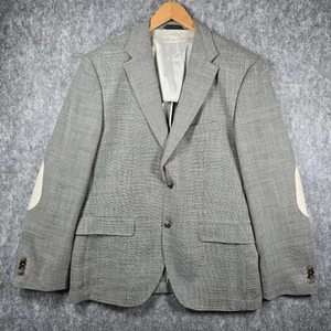 Hugo Boss Mens Gray Blazer US 40S Sport Coat Elbow Patches Linen Blend Weave - Picture 1 of 21