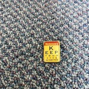 VTG McDonald's Keep Your Eyes On Your Fries VISION EYE TEST ENAMEL LAPEL PIN - Picture 1 of 2