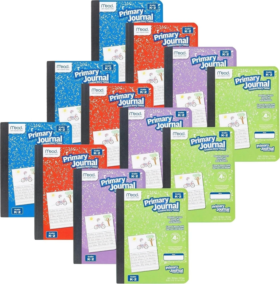 Mead Primary Journal, 12 Pack, Half Page Ruled, Grades K-2, 7-1/2" x 9-3/4", 100 - Image 1 of 4