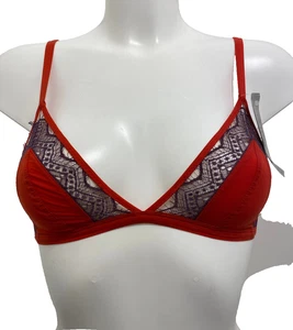 Huit 8 Delicate That's Hot Red Bra 32C Triangle Lace semi sheer no padding - Picture 1 of 9