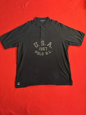 Polo Ralph Lauren Black Grey USA 1967 Classic Fit Mesh Shirt 2XLT - Image 1 of 4