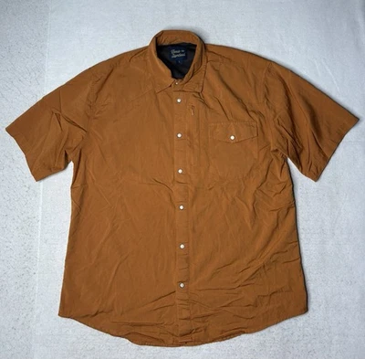 Camisa estándar Texas para hombre grande naranja perla a presión bambú occidental poliéster Foto 1 de 4