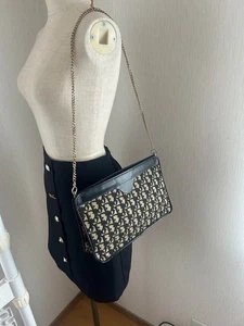 Christian Dior Trotter Canvas Shoulder Bag Black Authentic Hand Bag From Japan ! - Picture 1 of 14