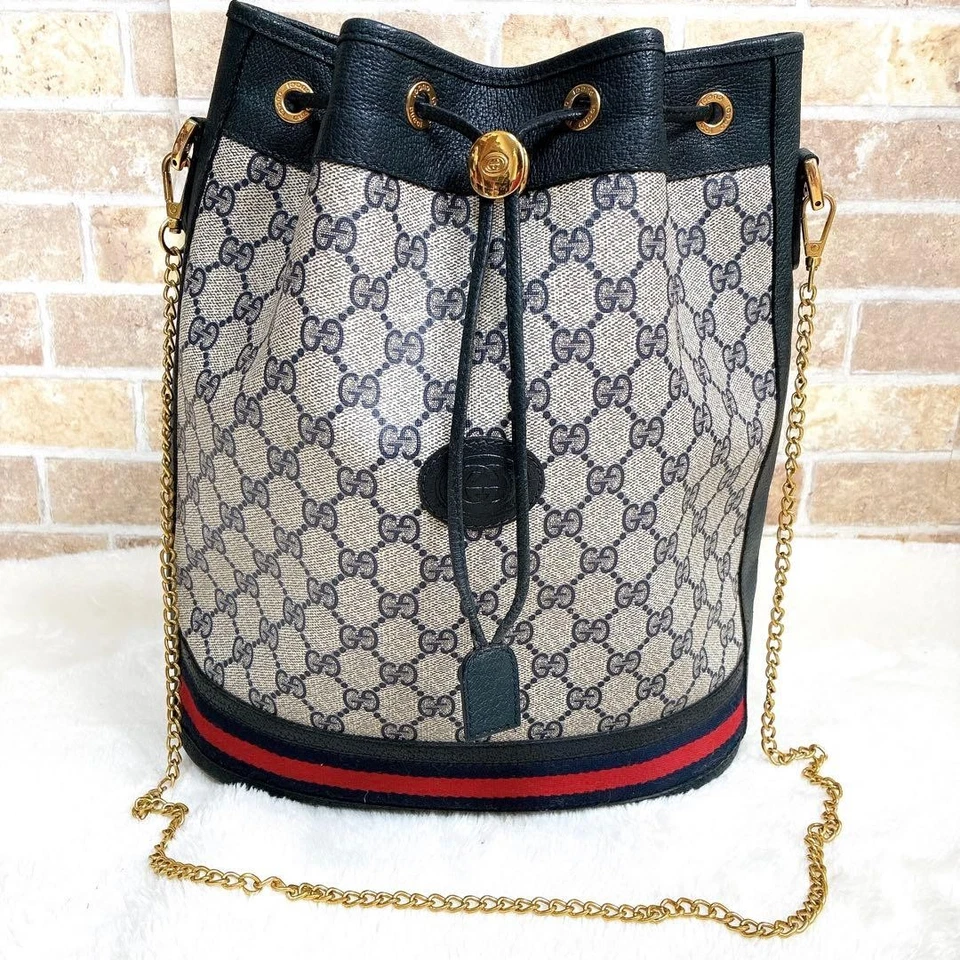 GUCCI женщин GG Supreme ведро сумка цепочка ремень золото оборудование холст кожа - Изображение 1 из 4