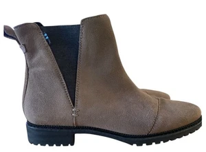 Toms Cleo Water-Resistant Chelsea Boots Size 7 Taupe Gray Pull-On Stretch - Picture 1 of 5