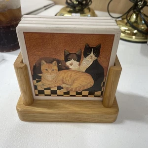 Vintage Katze Untersetzer Set - Bild 1 von 9