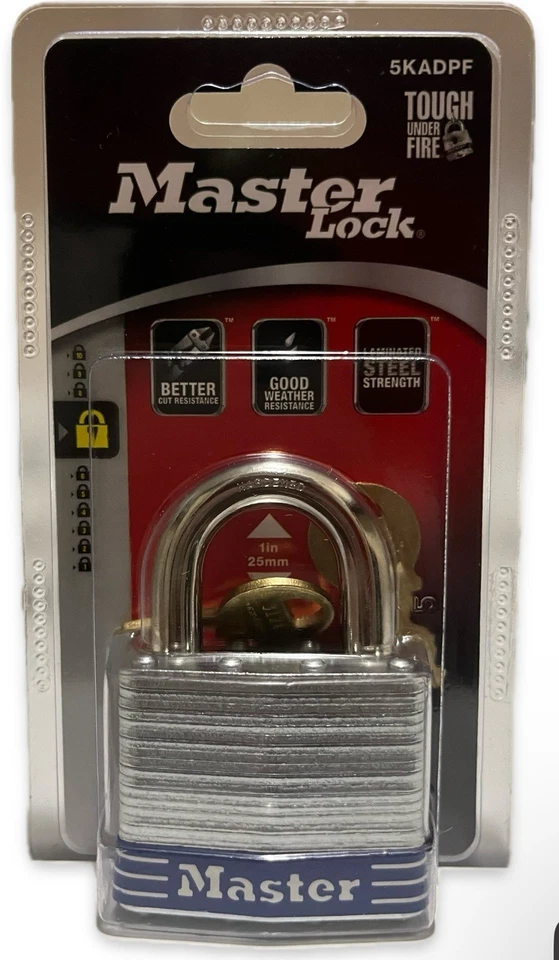 Master Lock Keyed  Laminated Steel Padlock 5KADPF. 2- Inch Wide 1-in Shackle - Image 1 of 1