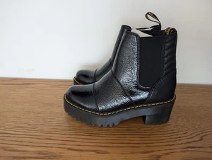 Dr. Martens Rozalie Distressed Patent leather Chelsea Heeled Boots Size 3 UK - Picture 1 of 5
