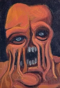 Aceo Original Art Card Oil Painting Surreal Scifi Fantasy Creature Monster Mikah - Picture 1 of 6