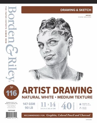 11" x 14" #116 Artist Drawing/Sketch Pad, 147 GSM/90 lb., 40 White Sheets, 1 ... - Image 1 of 2