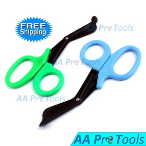 2 Trauma Paramedic EMT Shears 5.5" Fluoride Coated Blades (Green + Sky-Blue) - Picture 1 of 1