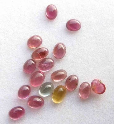 Natural Multi Tourmaline Oval Cabochon Loose Gemstone Lot 17 Pcs 4*5 MM 6.00 CT - Image 1 of 2