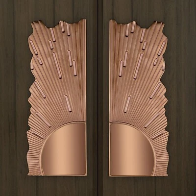 Manija de puerta premium de latón puro oro rosa de 8 pulgadas para puertas principales Foto 1 de 4