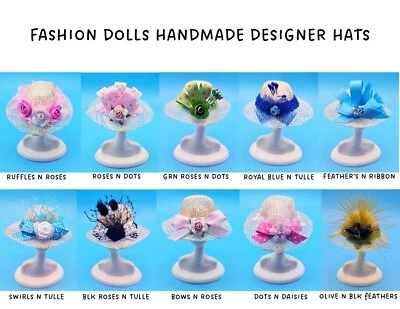 帽子适合芭比娃娃和所有时尚娃娃,配件手工设计师帽子! — 第 1/4 张图片