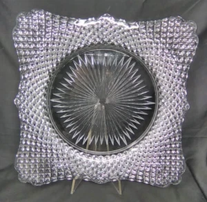 RARE Westmoreland Clear Glass English Hobnail 12" square plate - Picture 1 of 2