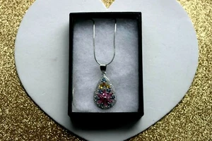 925 SILVER EARRINGS WITH TOURMALINE TANZANITE CITRINE GEMS & CZ. 3.6 CM. LONG  - Picture 1 of 12