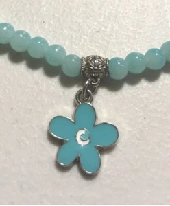 Natural Gemstone Teal Green Necklace with Flower Pendant  - Picture 1 of 2