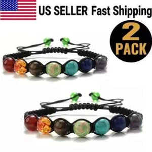 7 Chakra Bracelet Health Yoga Energy Bracelet for Women & Men 2 pcs - Picture 1 of 23