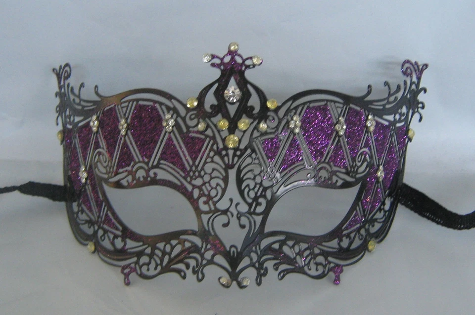 Purple & Black Metal Venetian Party Masquerade Mask * NEW * Express Post Option - Image 1 of 1