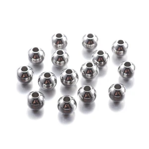 304 Edelstahl Metall Perlen Rund Glatt Lose Abstandhalter Winzige Auffädeln 3 ~ 8 mm - Bild 1 von 2
