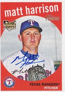 MATT HARRISON SIGNED AUTO'D 2008 TOPPS HERITAGE CARD #525 TEXAS RANGERS NCST - Picture 1 of 2