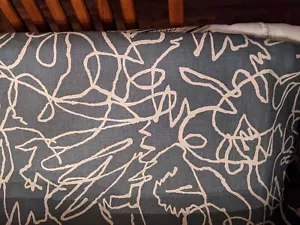 Richloom slate blue gray squiggles art print cotton duck fabric by the yard 15 - Picture 1 of 2