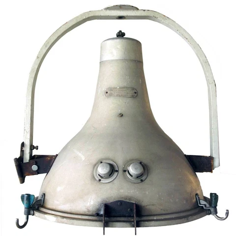 Large Vintage Italian Fidenza Vetraria Industrial Hanging Light c.1950 Cover