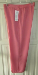 Women's Coral Pink Pants sz XL Kaktus Pockets Elastic Back Flat Front NWT 32x27 - Picture 1 of 8