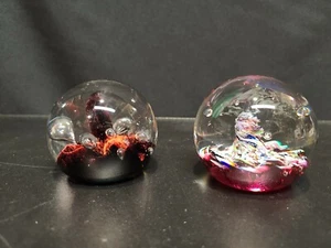 caithness paperweight glass Myriad & Moonflower Made In Scotland Lot of 2 - Picture 1 of 7