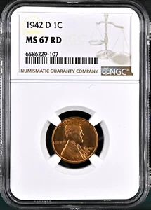 1942 D Lincoln Cent NGC MS67RD - Picture 1 of 4