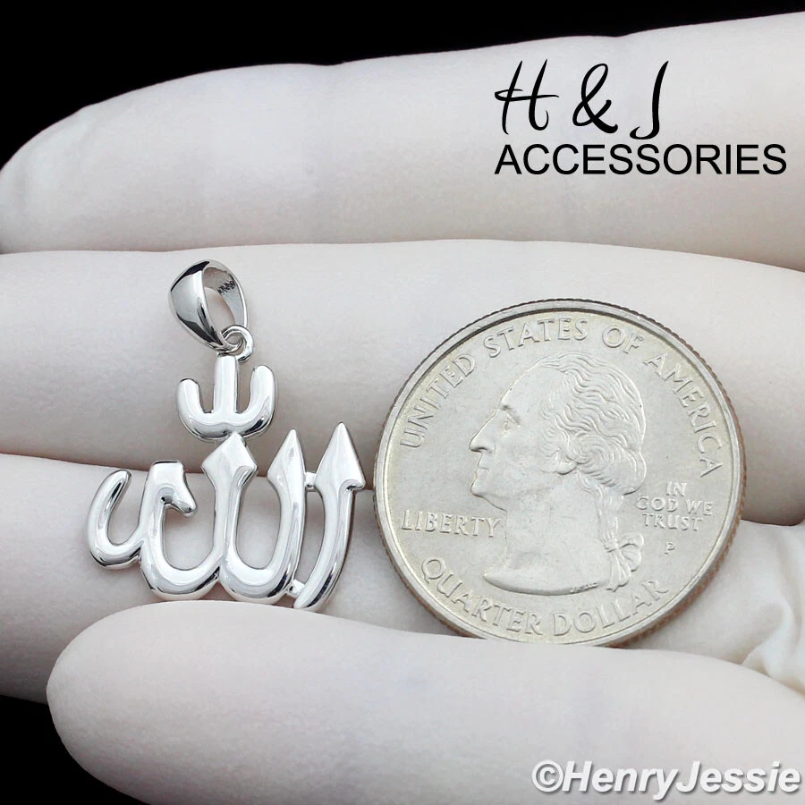 PLATA ESTERLINA 925 SIMPLE CHAPADO EN ORO/PLATA PEQUEÑO MUSULMÁN ALLAH COLGANTE*ASP425 Foto 1 de 1