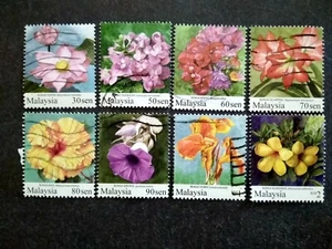  Malaysia 2010 Garden Flowers Complete Set - 7v Used & 1v MNH #1 - Picture 1 of 2