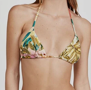 $85 PQ Women's Yellow Embroidered Triangle Bikini Top Swimwear Size S - Picture 1 of 3