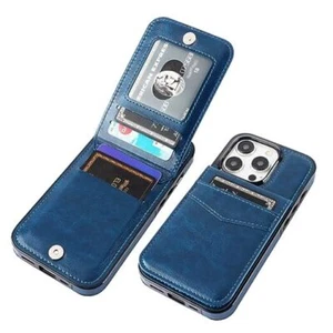 Compatible with iPhone 15 Pro Case Wallet with Credit Card Holder, Flip Blue - Picture 1 of 7