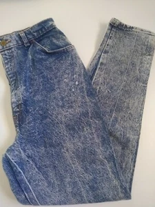 Vintage 80's REPUBLIC Acid Wash Jeans Size Jr 13/14 High Waisted Mom Tapered Leg - Picture 1 of 11
