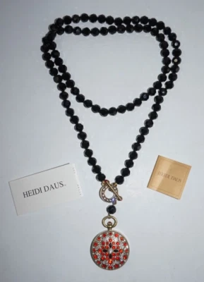 Heidi Daus Timing Is Everything Reloj Collar Colgante Llavero Collar Negro Rojo Foto 1 de 4