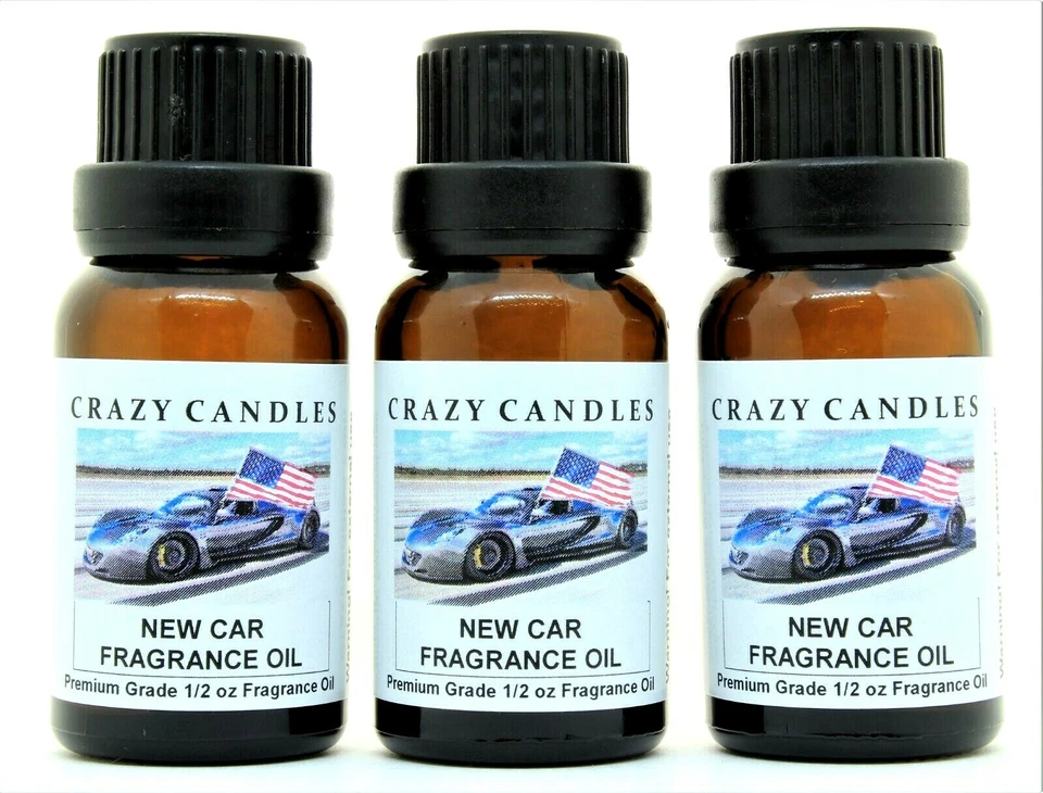 3 New Car Fragrance Oil 1/2oz Premium Grade Scented With Musk by Crazy Candles - Image 1 of 1