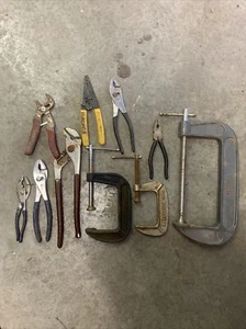 Misc Tool Lot - 10pc - Pliers, Stripper, Clamps. Blue Point Pliers - Picture 1 of 3