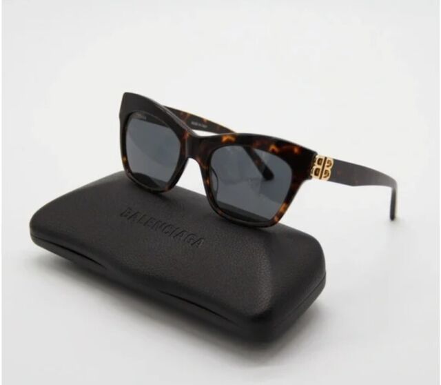 Balenciaga BA 128 56B Brown Tortoise Shell Sunglasses 51-19-140 3 ROUND Cat  Eye