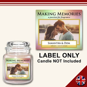 Personalised Photo Candle Label Medium Custom Scratch Resist Sticker Friend Gift - Picture 1 of 1