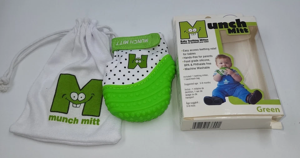 MUNCH MITT BABY TEETHING MITTEN GREEN NEW IN BOX - Image 1 of 3