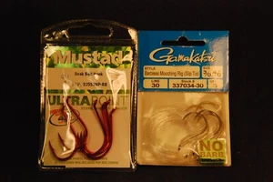 Mustad Size 5/0 QTY 6 + Gamakatsu Barbless Mooching Righ Size 3/0 4/0 Line30 Q 3 - Picture 1 of 1