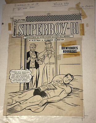 SUPERBOY DC COMICS SUPERMAN BRAZILIAN Rare COVER ORIGINAL ART WORK Year 1970 • 564.05£