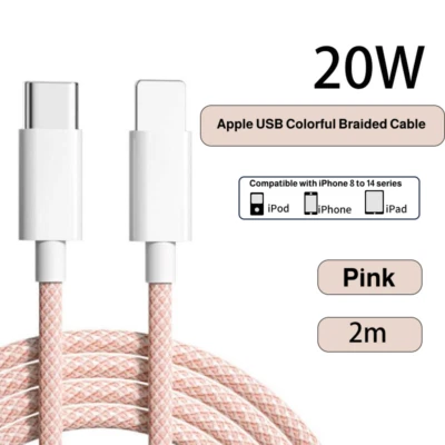 20W Fast Charger Type C to iphone Cable 2M Suitable for iPhone 8-14 Android - Image 1 of 4