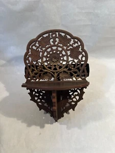 Vintage Hängeregal aus geschnitztem Holz Made in India - Bild 1 von 8