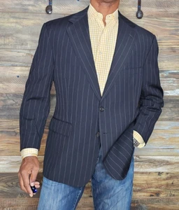 Polo by Ralph Lauren 100% Wool Navy Stitched Lapel Sport Jacket Blazer 42S - Picture 1 of 11