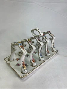 Klemm Dresden Porcelain Toast Rack Floral Handpainted Antique Rare - Picture 1 of 21